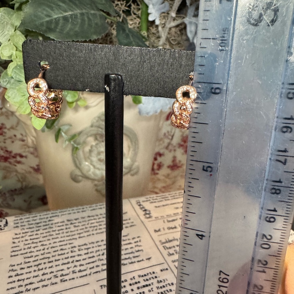 Stainless Steel Rose Gold Filigree Hoop Earrings - Rose Gold - Picture 3 of 4